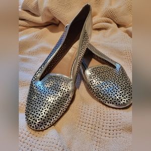 JCrew Silver Cutout Flats Size 9
